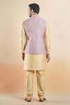 Shop_Arihant Rai Sinha_Purple Jacquard, Silk Embroidery Floral Woven Bundi And Kurta Set _at_Aza_Fashions