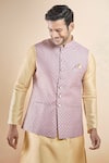 Buy_Arihant Rai Sinha_Purple Jacquard, Silk Embroidery Floral Woven Bundi And Kurta Set _Online_at_Aza_Fashions