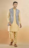 Buy_Aryavir Malhotra_Multi Color Bundi Jacquard Woven Diamond And Kurta Set _at_Aza_Fashions