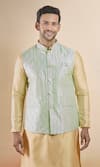 Buy_Aryavir Malhotra_Green Silk Blend Embroidery Thread Sequin Nehru Jacket _Online_at_Aza_Fashions