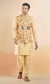 Aryavir Malhotra_Yellow Jacquard Woven Garden Nehru Jacket _Online_at_Aza_Fashions