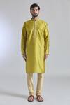 Arihant Rai Sinha_Yellow Jacquard Art Silk Woven Damask Kurta _Online_at_Aza_Fashions