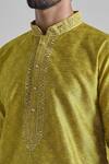 Buy_Arihant Rai Sinha_Yellow Jacquard Art Silk Woven Damask Kurta _Online_at_Aza_Fashions