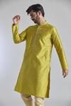 Arihant Rai Sinha_Yellow Jacquard Art Silk Woven Damask Kurta _at_Aza_Fashions