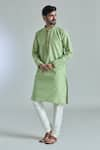 Buy_Arihant Rai Sinha_Green Jacquard Art Silk Woven Crest Kurta _at_Aza_Fashions