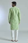 Shop_Arihant Rai Sinha_Green Jacquard Art Silk Woven Crest Kurta _at_Aza_Fashions