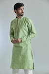 Buy_Arihant Rai Sinha_Green Jacquard Art Silk Woven Crest Kurta _Online_at_Aza_Fashions