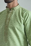 Shop_Arihant Rai Sinha_Green Jacquard Art Silk Woven Crest Kurta _Online_at_Aza_Fashions