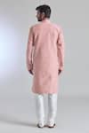 Shop_Arihant Rai Sinha_Peach Jacquard, Silk, Cotton Gulshan Woven Placket Kurta With Churidar _at_Aza_Fashions