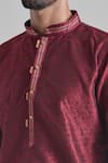 Buy_Arihant Rai Sinha_Maroon Jacquard Silk Brocade Woven Gardenia Placket Kurta _Online_at_Aza_Fashions