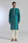 Arihant Rai Sinha_Green Jacquard, Silk, Brocade Embroidery Starlet Vine Woven Kurta _Online_at_Aza_Fashions