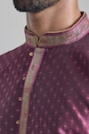 Buy_Arihant Rai Sinha_Purple Jacquard Silk Brocade Woven Starla Vine Placket Kurta _Online_at_Aza_Fashions