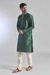 Buy Arihant Rai Sinha Green Jacquard, Silk, Brocade Embroidery Star Vine Woven Placket Kurta Online at Aza Fashions Buy_Arihant Rai Sinha_Green Jacquard, Silk, Brocade Embroidery Star Vine Woven Placket Kurta _Online_at_Aza_Fashions