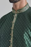 Arihant Rai Sinha Green Jacquard, Silk, Brocade Embroidery Star Vine Woven Placket Kurta at Aza Fashions Arihant Rai Sinha_Green Jacquard, Silk, Brocade Embroidery Star Vine Woven Placket Kurta _at_Aza_Fashions