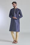 Buy_Arihant Rai Sinha_Blue Jacquard Silk Brocade Woven Diamond Vine Kurta _at_Aza_Fashions