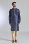 Arihant Rai Sinha_Blue Jacquard Silk Brocade Woven Diamond Vine Kurta _Online_at_Aza_Fashions