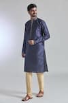 Buy_Arihant Rai Sinha_Blue Jacquard Silk Brocade Woven Diamond Vine Kurta _Online_at_Aza_Fashions