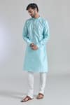 Buy_Arihant Rai Sinha_Blue Jaquard Banarasi Silk Woven Florin Jaal Kurta With Churidar _at_Aza_Fashions