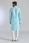 Shop_Arihant Rai Sinha_Blue Jaquard Banarasi Silk Woven Florin Jaal Kurta With Churidar _at_Aza_Fashions