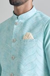 Buy_Aryavir Malhotra_Green Banarasi Art Silk Embroidery Sequins Wave Nehru Jacket Kurta Set _Online_at_Aza_Fashions