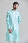 Buy_Arihant Rai Sinha_Green Silk Sequins, Embroidery Wave Nehru Jacket _at_Aza_Fashions