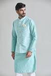 Buy_Arihant Rai Sinha_Green Silk Sequins, Embroidery Wave Nehru Jacket _Online_at_Aza_Fashions