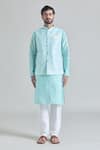 Arihant Rai Sinha_Green Silk Sequins, Embroidery Wave Nehru Jacket _at_Aza_Fashions