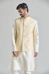Arihant Rai Sinha_Yellow Sequins, Embroidery Wave Nehru Jacket _Online_at_Aza_Fashions
