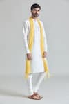 Buy_Arihant Rai Sinha_Cream Art Silk Plain Kurta And Churidar Set _at_Aza_Fashions