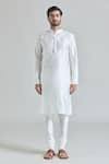 Arihant Rai Sinha_Cream Art Silk Plain Kurta And Churidar Set _Online_at_Aza_Fashions