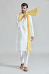 Buy_Arihant Rai Sinha_Cream Art Silk Plain Kurta And Churidar Set _Online_at_Aza_Fashions