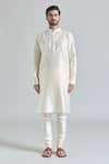 Arihant Rai Sinha_Beige Art Silk Plain Kurta Set With Stole _Online_at_Aza_Fashions