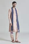 Buy_Arihant Rai Sinha_Beige Kurta And Pant Banarasi Art Silk Threadwork Placket Set With Stole _Online_at_Aza_Fashions