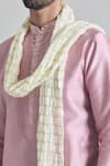 Buy_Arihant Rai Sinha_Pink Kurta And Pant Banarasi Art Silk Threadwork Placket Aligadhi Set _Online_at_Aza_Fashions