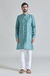 Arihant Rai Sinha Green Silk Embroidery Geometric Thread Bundi Kurta Set Online at Aza Fashions Arihant Rai Sinha_Green Silk Embroidery Geometric Thread Bundi Kurta Set _Online_at_Aza_Fashions