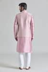 Shop_Arihant Rai Sinha_Pink Brocade, Silk Embroidery Floral Bundi Kurta Set _at_Aza_Fashions