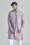 Buy_Arihant Rai Sinha_Purple Silk Embroidery Geometric Bundi _at_Aza_Fashions