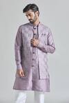 Arihant Rai Sinha_Purple Silk Embroidery Geometric Bundi _Online_at_Aza_Fashions