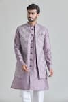 Shop_Arihant Rai Sinha_Purple Silk Embroidery Geometric Bundi _Online_at_Aza_Fashions