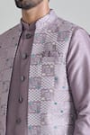 Arihant Rai Sinha_Purple Silk Embroidery Geometric Bundi _at_Aza_Fashions