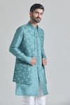 Arihant Rai Sinha Green Silk Embroidery Geometric Thread Bundi Online at Aza Fashions Arihant Rai Sinha_Green Silk Embroidery Geometric Thread Bundi _Online_at_Aza_Fashions