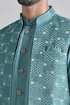 Arihant Rai Sinha Green Silk Embroidery Geometric Thread Bundi at Aza Fashions Arihant Rai Sinha_Green Silk Embroidery Geometric Thread Bundi _at_Aza_Fashions