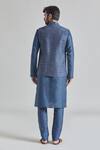 Shop_Arihant Rai Sinha_Blue Silk Embroidery Geometric Thread Bundi _at_Aza_Fashions
