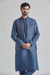 Arihant Rai Sinha_Blue Silk Embroidery Geometric Thread Bundi _Online_at_Aza_Fashions