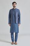 Arihant Rai Sinha_Blue Silk Embroidery Geometric Thread Bundi _at_Aza_Fashions