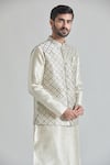 Arihant Rai Sinha_Green Art Silk Embroidered Thread Pista Bundi _Online_at_Aza_Fashions