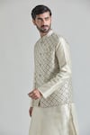 Shop_Arihant Rai Sinha_Green Art Silk Embroidered Thread Pista Bundi _Online_at_Aza_Fashions
