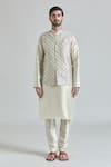 Arihant Rai Sinha_Green Art Silk Embroidered Thread Pista Bundi _at_Aza_Fashions