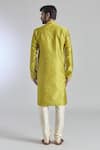 Shop_Arihant Rai Sinha_Gold Kurta Jacquard Silk Brocade Mirror Embroidered Placket And Churidar Set _at_Aza_Fashions