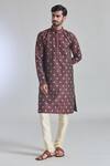 Buy_Arihant Rai Sinha_Maroon Jacquard Silk Brocade Woven Kurta _Online_at_Aza_Fashions